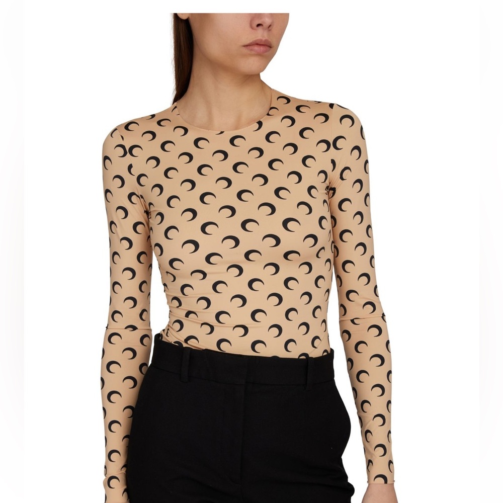 Marine Serre Tan and Black Fitted Bodysuit